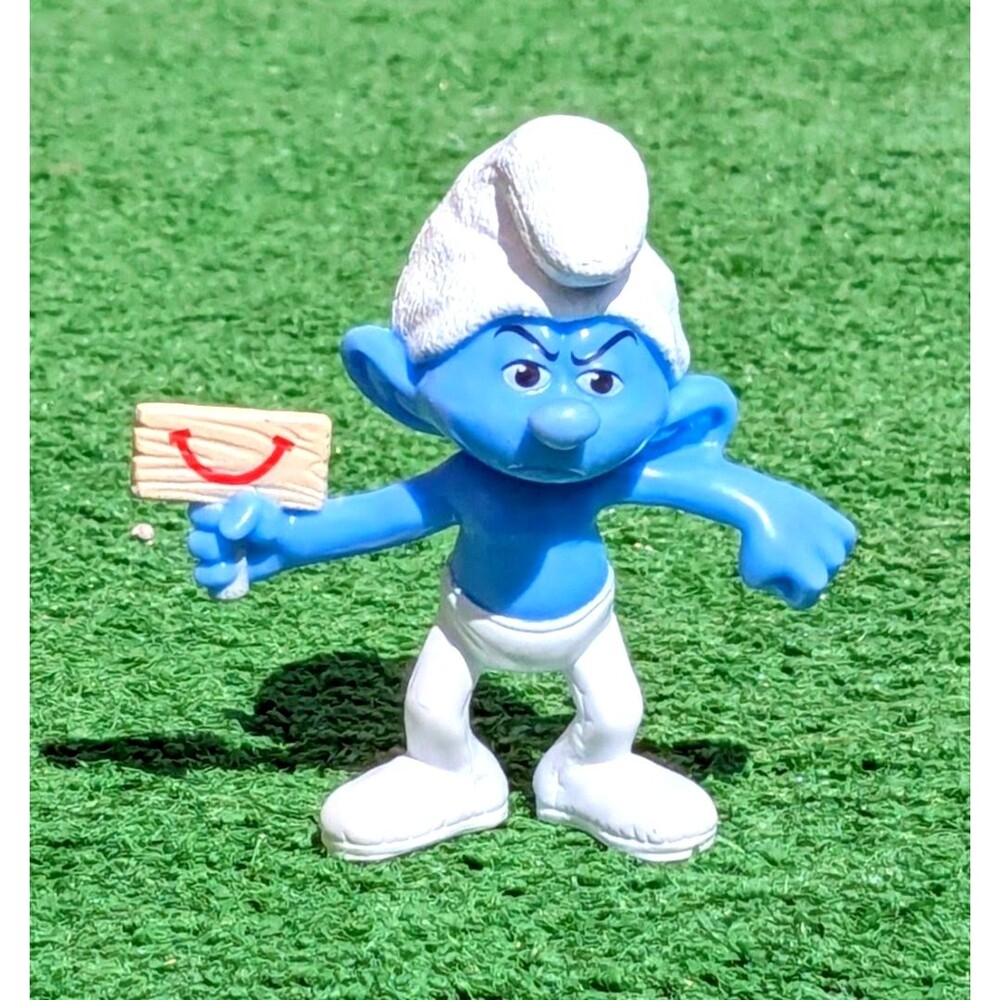 Smurfs Grouchy 2013 McDonalds Peyo #8 Figurine 3" Plastic Toy EUC